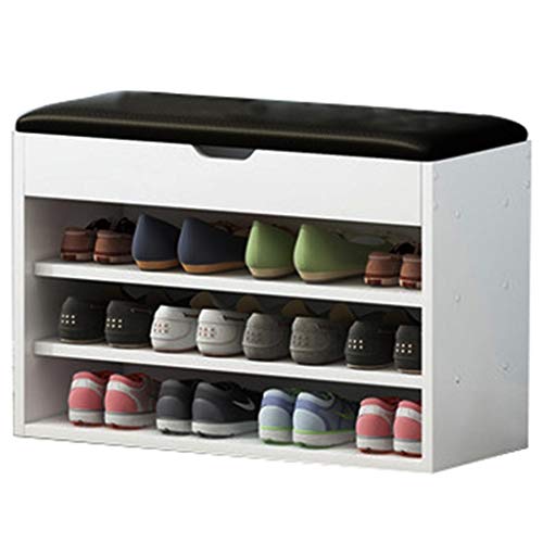 YUESFZ Schuhregale Eingangsbereich Flur Schlafzimmer Garderobe Stabile Sitzbank Schuhbank Mit Gepolsterter Sitzfläche (Color : Weiß, Size : 80 * 30 * 53cm) Cover