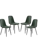 Home Heavenly®- Sillas Comedor salón SUIZ Pack de 4 sillas tapizadas de Estilo nordico en colór Verde Oscuro Patas metalicas colór Negro