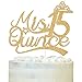 LOVELY BITON Gold Glitter Mis Quince 15 Cake Topper, 15th Birthday Cake Decor, Mis Años 15/Hello 15, Happy 15th Birthday Anniversary Party Decorations Supplies for Teen Girls