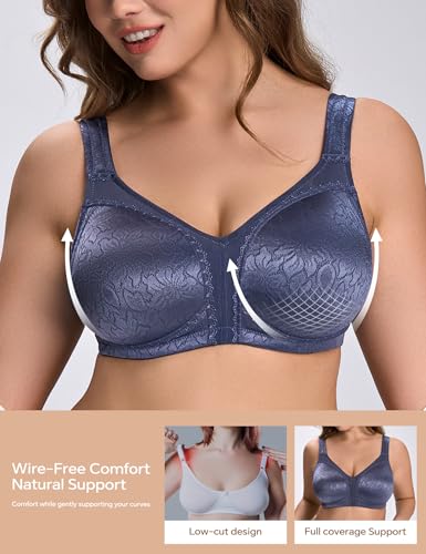 Image of Wingslove Women's Minimizer Bra Wireless Full Coverage Non-Padded Plus Size No Underwire Everyday Comfort