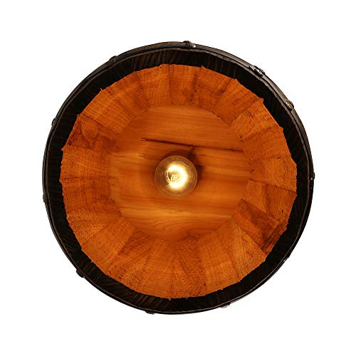 Lámpara colgante E27 estilo barril de madera noble envejecida para salón 5