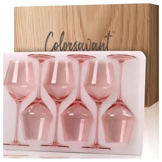 Elegant Hand Blown Pink Wine Glasses Set