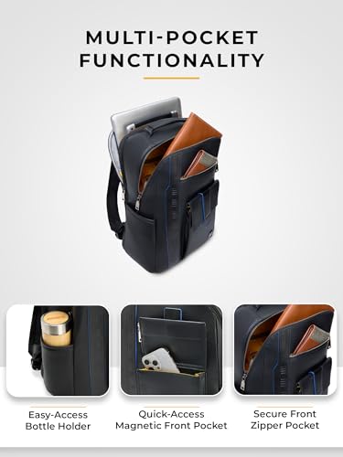 Image of EUME Nexa Backpack Bag For Man | 2 Large Compartment office Laptop Backpack | Fits Up to 15.6 inch Laptop | Vegan Leather | Travel Bag | Laptop Backpack For Men and Women