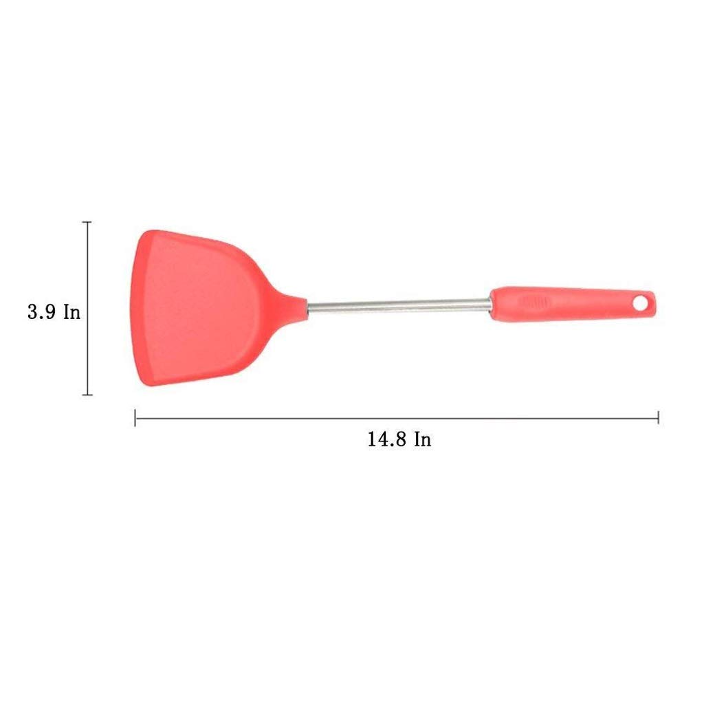 Cocina Espátula de silicona resistente al calor y acero inoxidable - Grip ranurado espátula de goma flexible de silicona Espátula(Svart)
