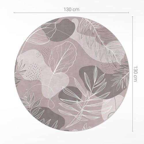 Tapis du sol vinyle rond PVC résistant à la rayure de sol de chambre et salon - 4