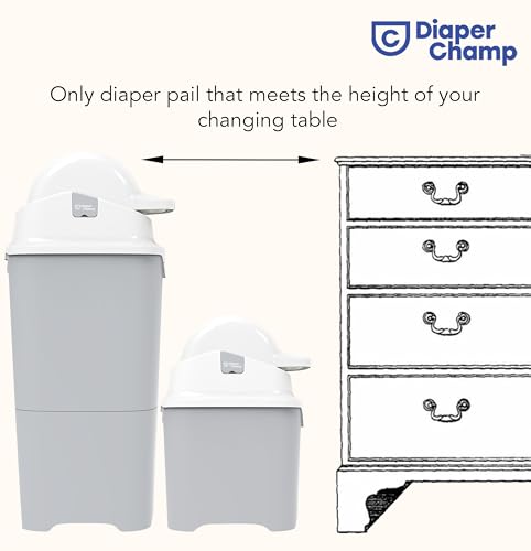DIAPER CHAMP One - Cubo resistente al olor para pañales, sin cartuchos, con bolsas normales, para aprox. 30 pañales, beige y blanco - imagen 5