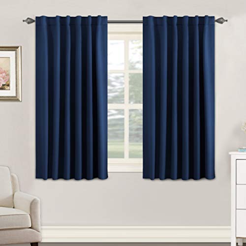 Image of H.VERSAILTEX Blackout Curtains Thermal Insulated Window Treatment Panels Room Darkening Blackout Drapes for Living Room Back Tab /Rod Pocket Bedroom Draperies, 52 x 54 Inch, Navy Blue, 2 Panels