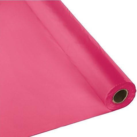 Schorin Plastic Party Banquet Table Cover Roll - 300 ft. x 40 in. - Disposable Tablecloth (Hot Pink)