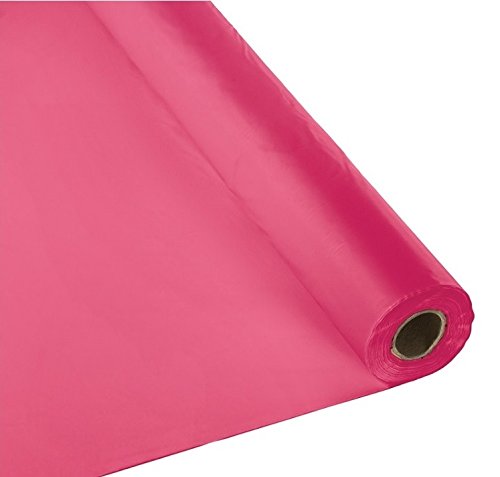 Schorin Plastic Party Banquet Table Cover Roll - 300 ft. x 40 in. - Disposable Tablecloth (Hot Pink)