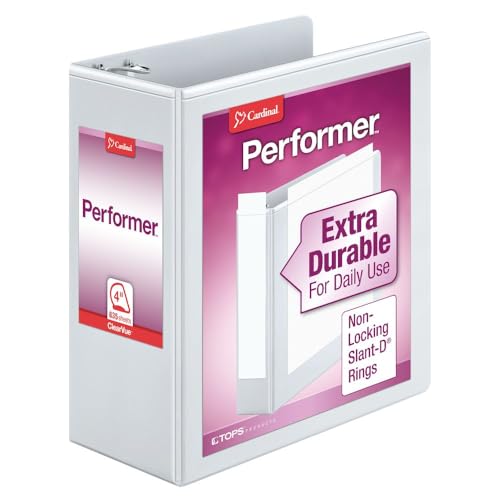 Cardinal Fichário 17810 Performer ClearVue Slant-D, tampa de 10 cm, 28 x 20 cm, branco