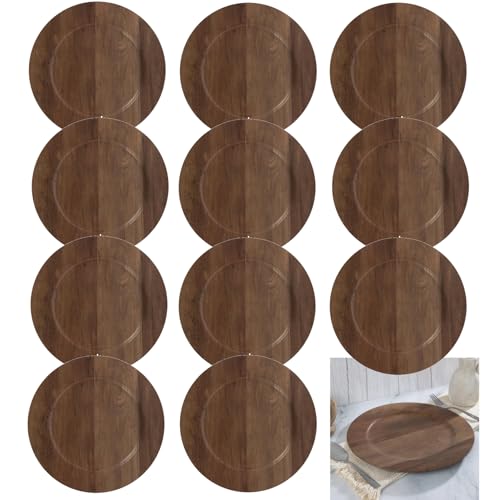 Hobby Lobby Rustic Wood Charger Plates, 13 Inch, Decorative Charger Plates for Dinner Plates, Weddings Parties Home Décor, Set of 12