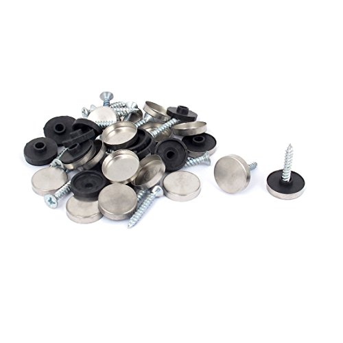 Aexit 15pcs 16mm Quality Parts Dia Metal Cap Advertising Glass Tea Table Decor Screw Mirror Nail Silver Tone Model:27as383qo563