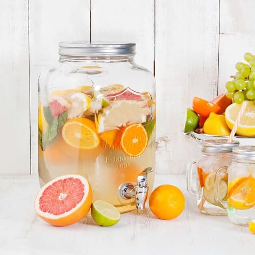 1-Gallon Glass Drink Dispenser with Stand(2 Pack) - Beverage Dispenser with Fruit Infuser and Chalkboard for Parties - Laundry Detergent Dispenser with Leak-proof Faucet for Outdoor, Indoor - Thumbnail 7