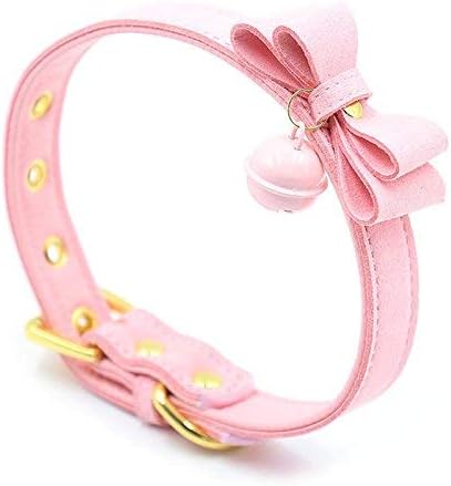 Vista 3 de LEWECEEO PU Leather Bow Collar Necklace Choker with Bell Cat Cosplay Kitty Necklace Choker Collar for Women