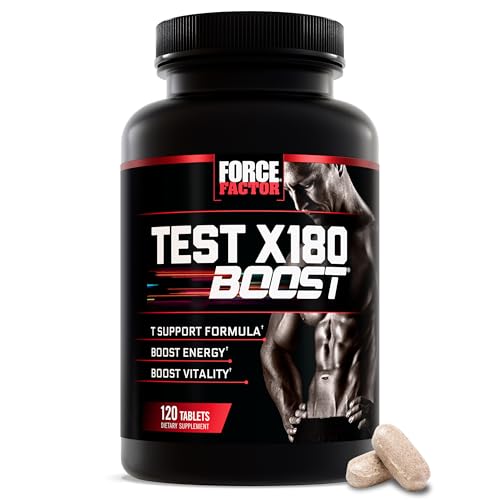 Force Factor Test X180 Boost 9-in-1 T Support for Men with D-Aspartic Acid Boron Fenugreek Tribulus Terrestris & zumXR to Help Boost Energy Vitality & Performance 120 Tablets