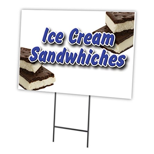 ICE Cream Sandwiches 12"x16" Yard Sign & Stake | Advertise Your Business | Stake Included Image On Front Only | Made in The USA