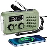 Kurbelradio Notfall Weltempfänger Testsieger, Aufladbar Notfallradio mit Kurbe und Solar, Klein Radio mit 2000mAh Power Bank, LED Taschenlampe, SOS-Alarm, SW/AM/FM Kofferradio,Outdoor Taschenradio