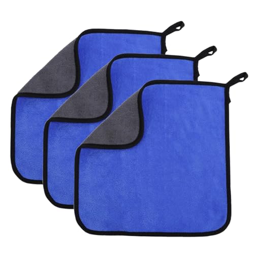 3 Stück Microfasertuch Autopflege,Mikrofasertücher Auto Poliertuch 380GSM,30x30cm,Mikrofasertuch Auto,Microfasertücher,Poliertücher auto,Trockentuch,Putztücher,Mikrofasertuch für Motorrad & Haushalt