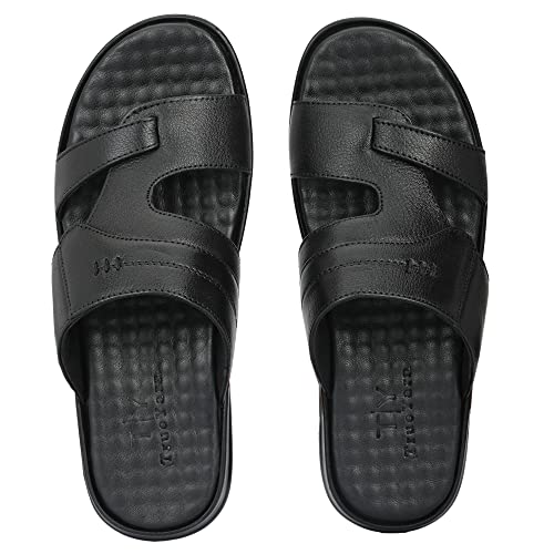 Image of Men's Genuine Leather Slippers | Thong Sandals For Men | Comfortable | Cushioned Insole | Durable | Handmade | All Occasion Slippers