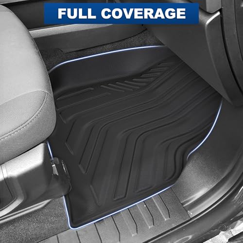 Image of WEIZE Floor Mats Compatible with F250 /F350, All Weather Floor Liners for 2017-2024 2025 Ford F-250 /F-350 SuperCrew Cab Rear with Under Seat Fold Flat Storage,Set of 3