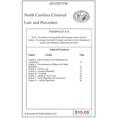 North Carolina Criminal Law And Procedure-Pamphlet # 3