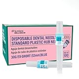 LA MIERE 100P Disposable Premium Dental Plastic Hub Needles in Perforated Box 30G Ex-Short, 12mm