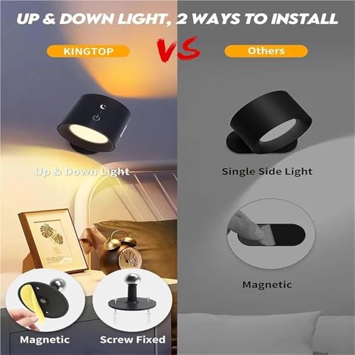 Applique LED double tête magnétique sans fil USB pour chambre