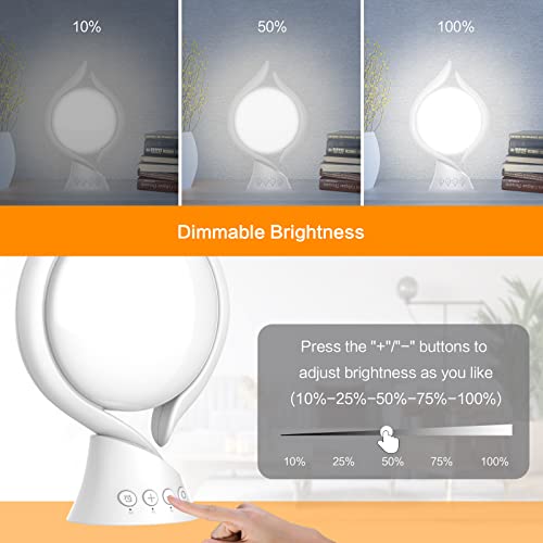 Voraiya® Light Therapy Lamp 10000 Lux, Uv-Free Lamp Therapy Lamps Adjustable Temp/Brightness, Timer & Memory Function, Full Spectrum, Bright Seasonal Sun Light Lamps For Bedroom, Office #TOP2