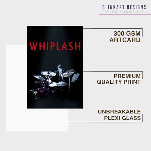 Image of BLINKART Whiplash (2014) Movie Poster Frame 8x12 Inch | Premium 300 GSM Paper Wall Print | Vintage Film Artwork for Home, Bedroom, Living Room, Office | Framed Photo Decor