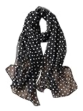 WDIRARA Women's Polka Dots Scarves Lightweight Sheer Shawl Wrap Scarfs Black One-Size