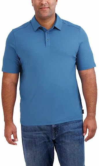 Gerry Mens Short Sleeve Brushed Knit Polo Shirt with 3-Button Closure, UPF 40+