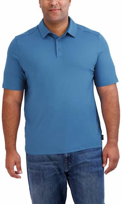 Gerry Mens Short Sleeve Brushed Knit Polo Shirt with 3-Button Closure, UPF 40+