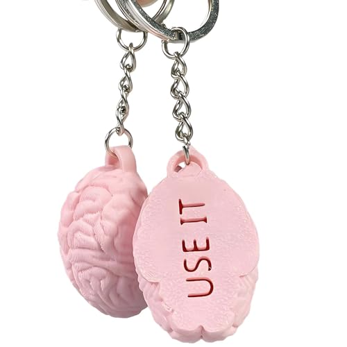 Tizee 2Pcs 3D Anatomical Brain Keychain Pink Bag Charm