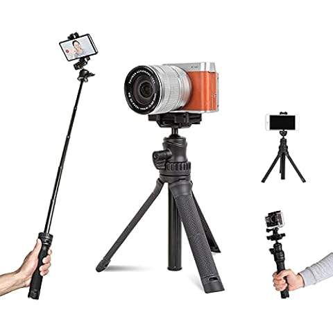 Mini Desktop Tripod for Camera and Phone Small Extendable Selfie Stick stand Tripod Table top for iphone Gopro DSLR Cameras with wireless Remote Cover
