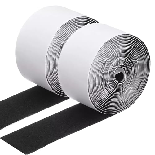 Image of WGLILO 2 Inch x 30 Feet Hook and Loop Strips with Adhesive, Double Sided Nylon Self Adhesive Tape for Home Office School and Crafting, Prevent Sofa Cushions, Mats, Mattresses from Sliding, Black