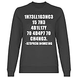 wowshirt Damen Sweatshirt Hawking Fähigkeitstest Ingenieur für Mathe-Lehrer Wissenschaftler IQ Genie Geek, Größe:3XL, Farbe:Light Graphite