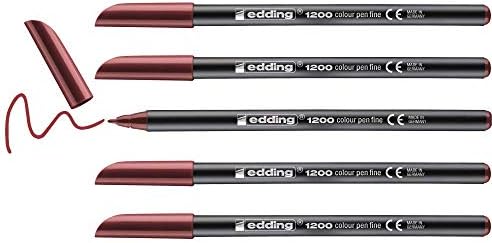 edding 1200 colour pen fine - red - 10 pens - round tip 1 mm - felt-tip pen for drawing and writing - for school or mandala