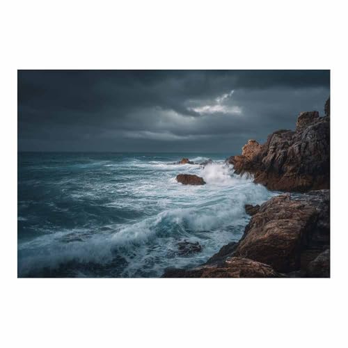 Cadre decoration murale vagues de la mer 40x60cm pour cuisine