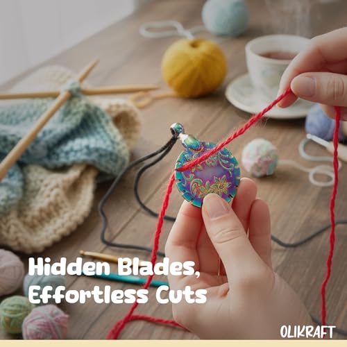 Image of Olikraft 4-Pack Yarn Cutter Pendant Set - Yarn Cutter Tool, Ideal for Knitting & Crafting, Easy Grip, Compact Design, Crochet Gifts for Crocheters (Rainbow)