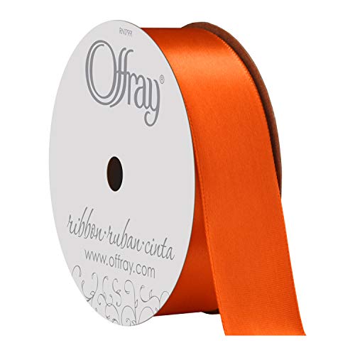 Image of Berwick Offray 070277 7 /8 inch Wide Single Face Satin Ribbon, Torrid Orange, 6 Yds