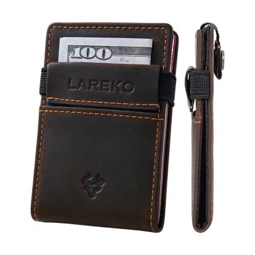 Porte-cartes de crédit fin anti-piratage et étui portefeuille marron Lareko