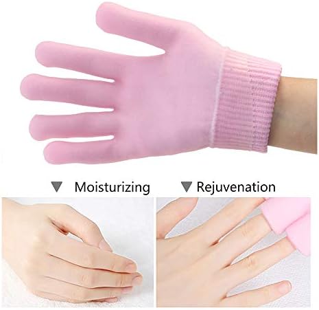 Pinkiou Moisturizing Hand Gloves Silicone Gel Inner for Hands Moisturising Softening Whitening (Pink)