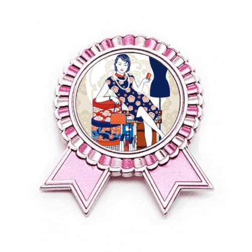 Broche blanche de culture chinoise en métal rose taille M pour accessoiriser vos tenues