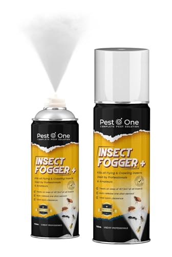 Insect Fogger One shot insects killer Auto release aerosol for Fleas Bed Bug Flies Moths Bombs All Flying and Crawling Insects Professional Strength 150ml (Pack of 2)