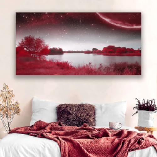 Toile abstraite arbre rouge moderne affiche décoration murale 20x40