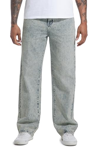 Men's Non-Stretch Loose Fit Wide-Leg Baggy Jeans Pants2
