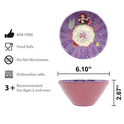Zak Designs Disney Princess Dinnerware Set Includes Embossed Plate, Bowl, And Tumbler, Made Of Durable Plastic Material And Perfect For Kids (3 Piece Set, Ariel & Belle & Rapunzel) #TOP4