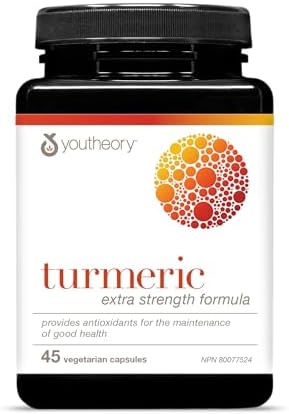 Youtheory Turmeric Curcumin with Black Pepper, Powerful Antioxidant Properties to Help Relieve Joint Inflammation, 45 Capsules