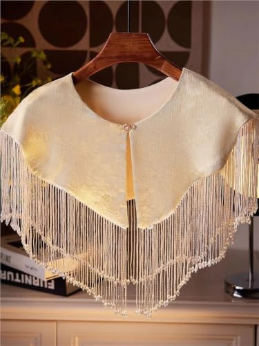 Châle col de cape en broderie jacquard vintage et glands pour un costume de scène premium - 5