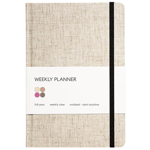 Kunitsa Co. Undated Planner - Hardcover, with Habit Tracker & Goal Setting - Weekly, Full Year (Oat)